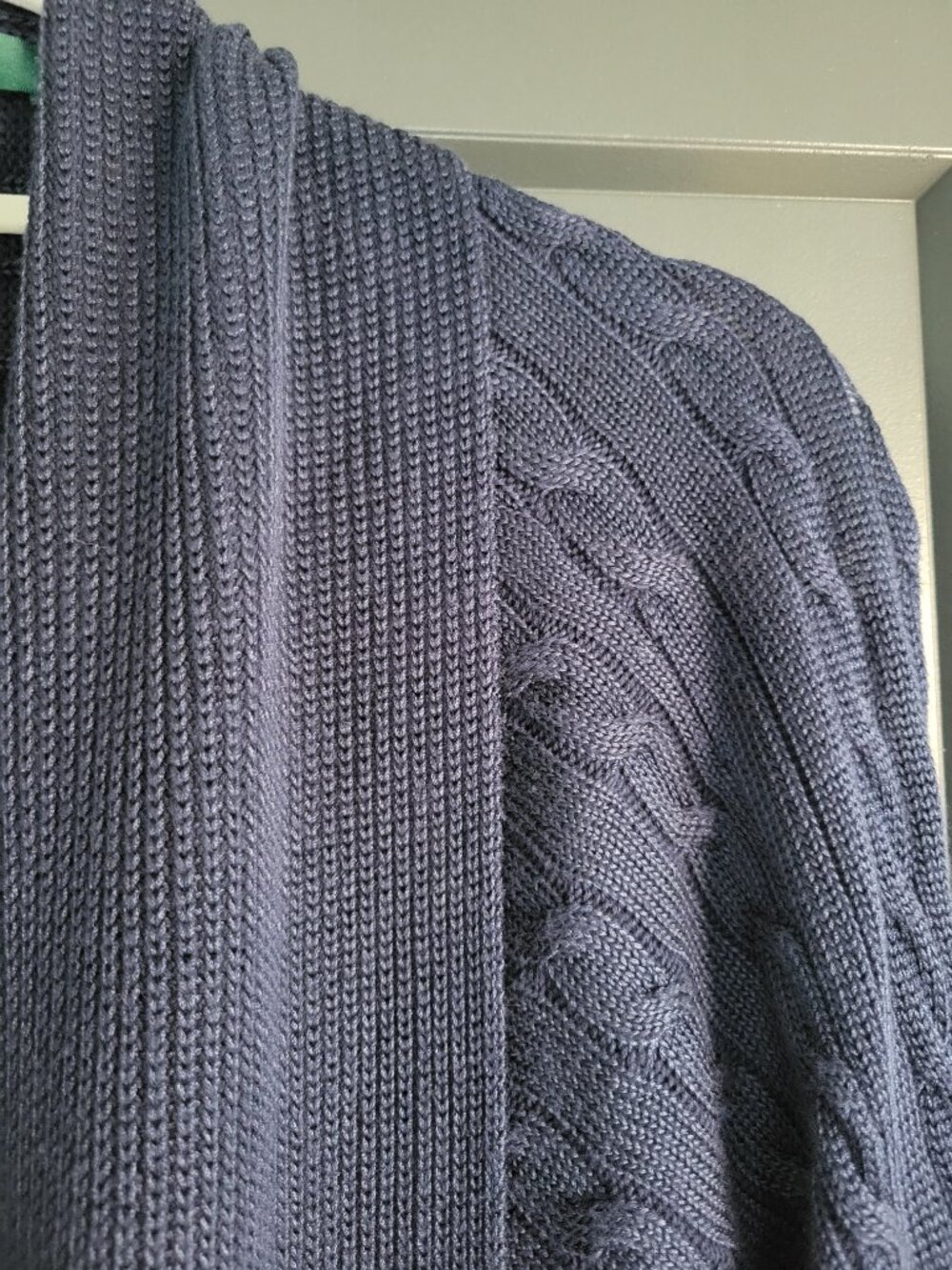 Lauren Ralph Lauren Navy  Cable Knit Shawl Collar Open Cardigan - Picture 6 of 12